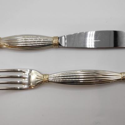 2 Couverts Hermès Paris En Métal Argenté Modèle Moisson